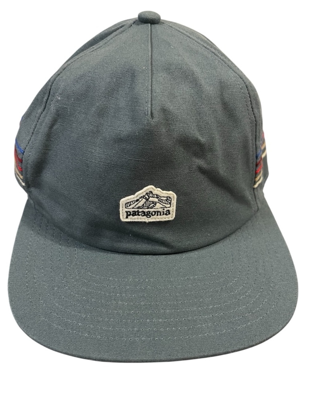 Patagonia Slate Blue Logo Strapback Cap with Side Stripe
